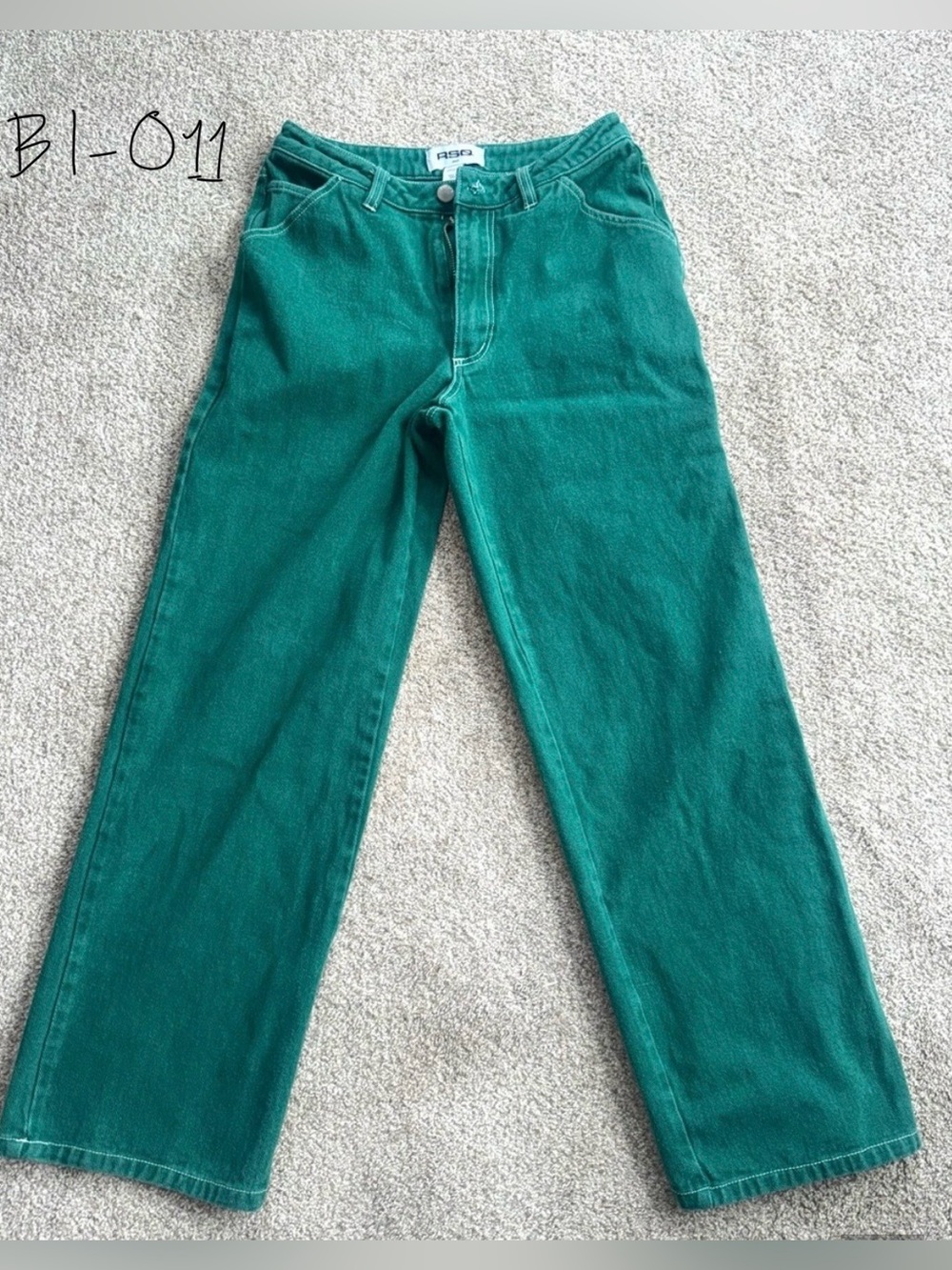 RSQ Emerald Green High Rise Wide Leg Dad Jeans Size Small